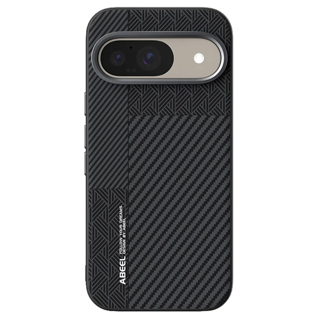 ABEEL For Google Pixel 9 / Pixel 9 Pro Case PC + TPU + Aluminum Alloy + PU Leather Phone Cover Compatible with MagSafe - Texture 1