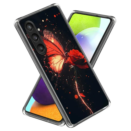 For Samsung Galaxy A26 5G Case Pattern Printed Shockproof TPU Phone Cover - Red Butterfly Rose