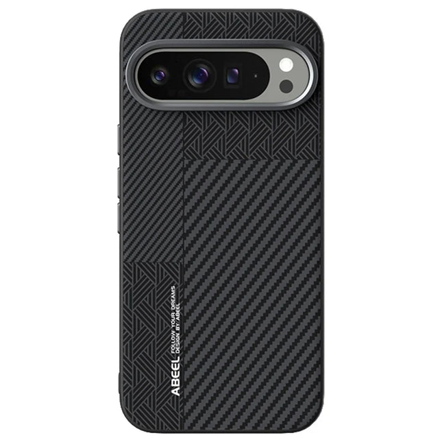 ABEEL For Google Pixel 9 Pro XL Case PC + TPU + Aluminum Alloy + PU Leather Phone Cover Compatible with MagSafe - Texture 1
