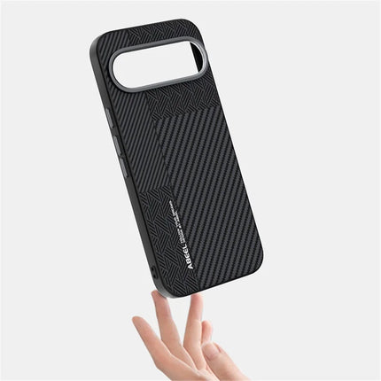 ABEEL For Google Pixel 9 Pro XL Case PC + TPU + Aluminum Alloy + PU Leather Phone Cover Compatible with MagSafe