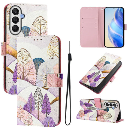 For Samsung Galaxy A55 5G Case Pattern Printing Wallet Phone Cover with Strap - Landscape