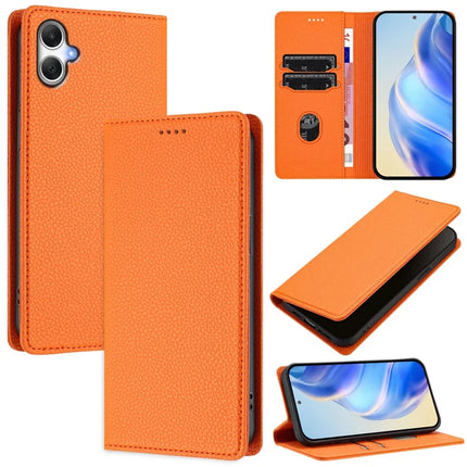 For Samsung Galaxy A06 Wallet Case RFID Blocking Litchi Texture Leather Mobile Cover - Orange