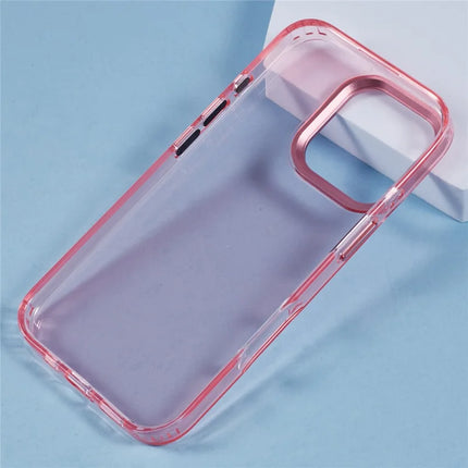 For iPhone 16 Pro Max Case TPU+PC Phone Back Cover Lens Frame Rhinestone Decorated
