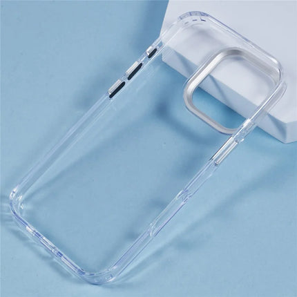 For iPhone 16 Pro Max Case TPU+PC Phone Back Cover Lens Frame Rhinestone Decorated