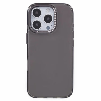 For iPhone 16 Pro Max Case TPU+PC Phone Back Cover Lens Frame Rhinestone Decorated
