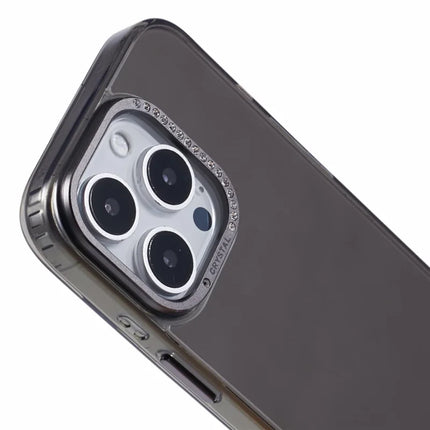 For iPhone 16 Pro Max Case TPU+PC Phone Back Cover Lens Frame Rhinestone Decorated