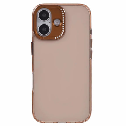 For iPhone 16 Plus Case TPU+PC Phone Back Cover Lens Frame Rhinestone Decorated