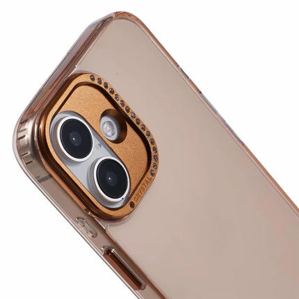 For iPhone 16 Plus Case TPU+PC Phone Back Cover Lens Frame Rhinestone Decorated