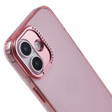 For iPhone 16 Plus Case TPU+PC Phone Back Cover Lens Frame Rhinestone Decorated
