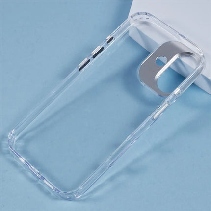 For iPhone 16 Plus Case TPU+PC Phone Back Cover Lens Frame Rhinestone Decorated