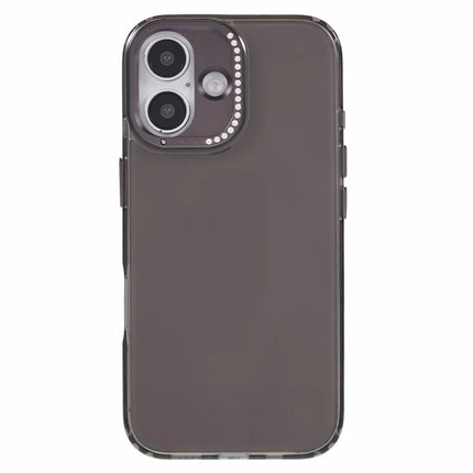 For iPhone 16 Plus Case TPU+PC Phone Back Cover Lens Frame Rhinestone Decorated