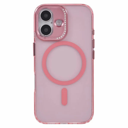 For iPhone 16 Plus Case Compatible with MagSafe TPU+PC Phone Back Cover Rhinestone Decor