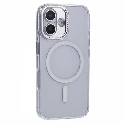 For iPhone 16 Plus Case Compatible with MagSafe TPU+PC Phone Back Cover Rhinestone Decor - Transparent