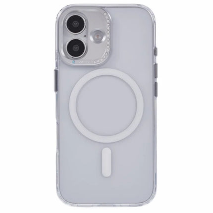 For iPhone 16 Plus Case Compatible with MagSafe TPU+PC Phone Back Cover Rhinestone Decor