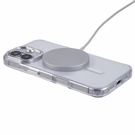 For iPhone 16 Plus Case Compatible with MagSafe TPU+PC Phone Back Cover Rhinestone Decor