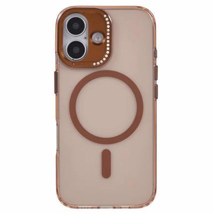 For iPhone 16 Plus Case Compatible with MagSafe TPU+PC Phone Back Cover Rhinestone Decor
