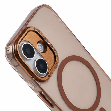 For iPhone 16 Plus Case Compatible with MagSafe TPU+PC Phone Back Cover Rhinestone Decor