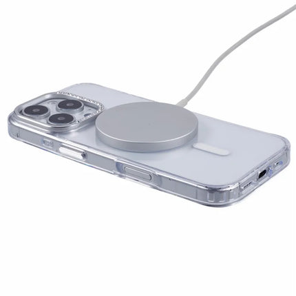 For iPhone 16 Pro Max Case Compatible with MagSafe TPU+PC Phone Back Cover Rhinestone Decor