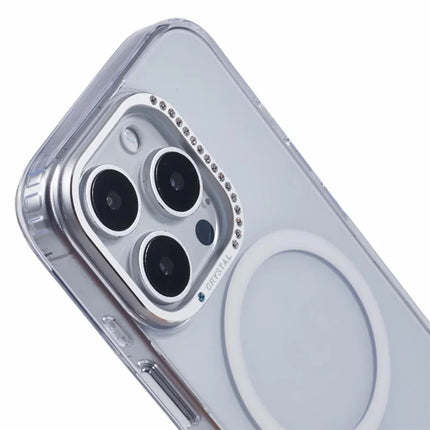 For iPhone 16 Pro Max Case Compatible with MagSafe TPU+PC Phone Back Cover Rhinestone Decor