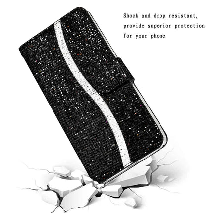 For Samsung Galaxy S23 FE Case PU Leather Wallet Card Slots Glitter Phone Cover