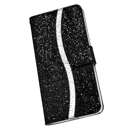 For Samsung Galaxy S23 FE Case PU Leather Wallet Card Slots Glitter Phone Cover
