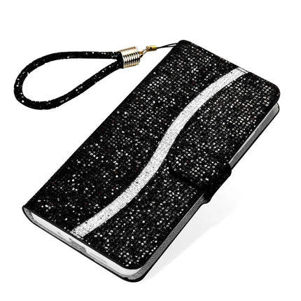 For Samsung Galaxy S23 FE Case PU Leather Wallet Card Slots Glitter Phone Cover
