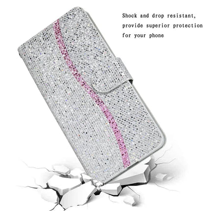 For Samsung Galaxy S23 FE Case PU Leather Wallet Card Slots Glitter Phone Cover