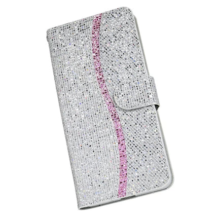 For Samsung Galaxy S23 FE Case PU Leather Wallet Card Slots Glitter Phone Cover