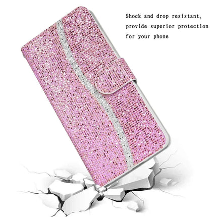 For Samsung Galaxy S23 FE Case PU Leather Wallet Card Slots Glitter Phone Cover
