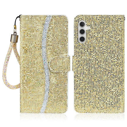For Samsung Galaxy A16 5G / A16 4G Case PU Leather Wallet Card Slots Glitter Phone Cover - Gold