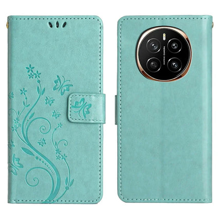 For Honor Magic7 5G Case PU Leather Phone Wallet Cover with Strap - Baby Blue