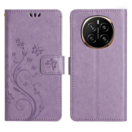 For Honor Magic7 5G Case PU Leather Phone Wallet Cover with Strap - Light Purple