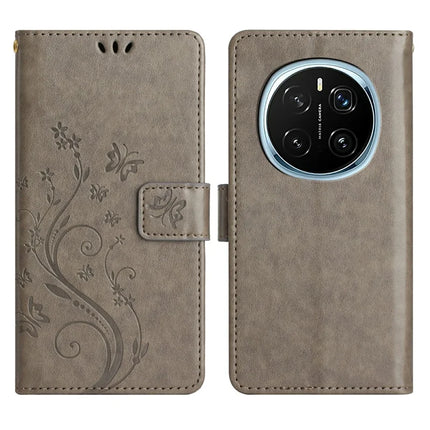 For Honor Magic7 Pro 5G Case PU Leather Phone Wallet Cover with Strap - Grey