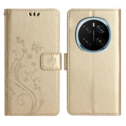 For Honor Magic7 Pro 5G Case PU Leather Phone Wallet Cover with Strap - Gold