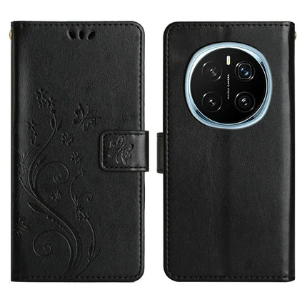 For Honor Magic7 Pro 5G Case PU Leather Phone Wallet Cover with Strap - Black