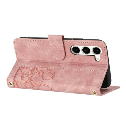 For Samsung Galaxy S23 Case Tulip Leather Phone Cover with 5 Card Slots Wallet