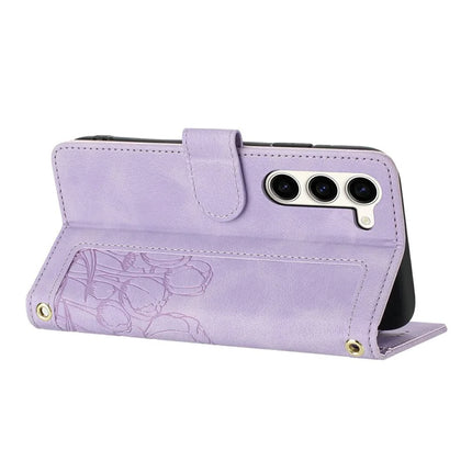 For Samsung Galaxy S23 Case Tulip Leather Phone Cover with 5 Card Slots Wallet