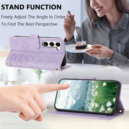 For Samsung Galaxy S23 Case Tulip Leather Phone Cover with 5 Card Slots Wallet