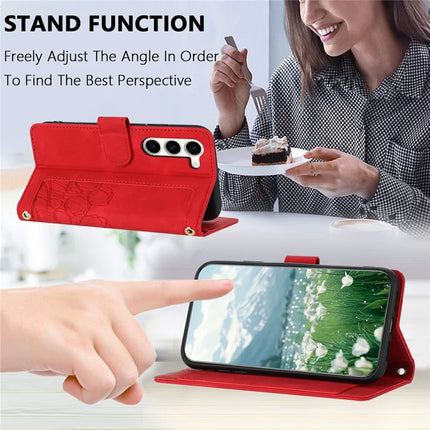 For Samsung Galaxy S23 Case Tulip Leather Phone Cover with 5 Card Slots Wallet