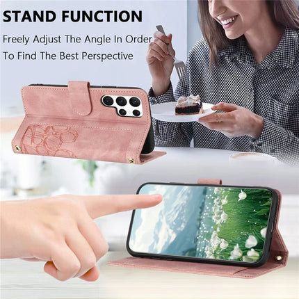 For Samsung Galaxy S23 Ultra Case Tulip Leather Phone Cover with 5 Card Slots Wallet