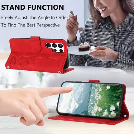 For Samsung Galaxy S23 Ultra Case Tulip Leather Phone Cover with 5 Card Slots Wallet