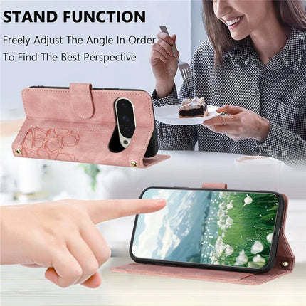 For Google Pixel 9 Pro XL Case Tulip Leather Phone Cover with 5 Card Slots Wallet