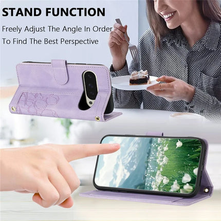 For Google Pixel 9 Pro XL Case Tulip Leather Phone Cover with 5 Card Slots Wallet