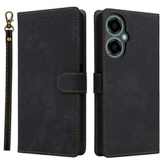 For BLU G64 Wallet Case RFID Blocking PU Leather Cover Stand View - Black