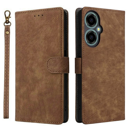 For BLU G64 Wallet Case RFID Blocking PU Leather Cover Stand View - Brown