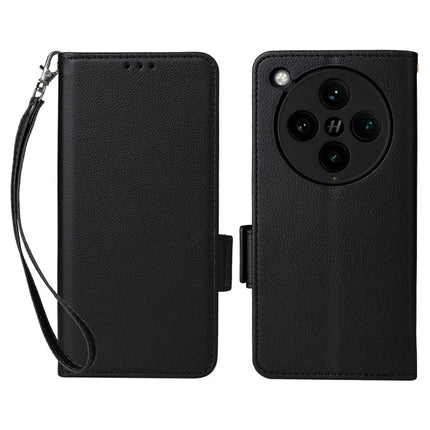 For Oppo Find X8 Pro 5G Case Litchi Texture PU Leather Wallet Flip Phone Cover - Black