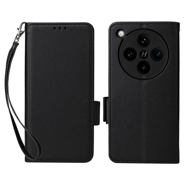 For Oppo Find X8 Pro 5G Case Litchi Texture PU Leather Wallet Flip Phone Cover - Black