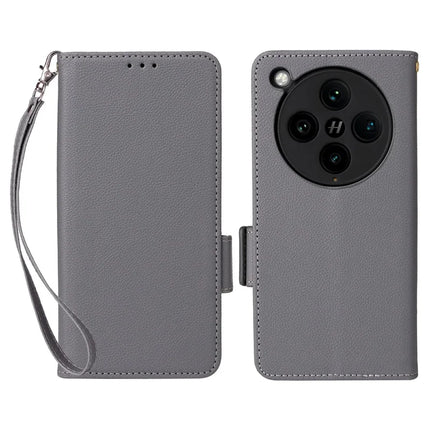 For Oppo Find X8 Pro 5G Case Litchi Texture PU Leather Wallet Flip Phone Cover - Grey