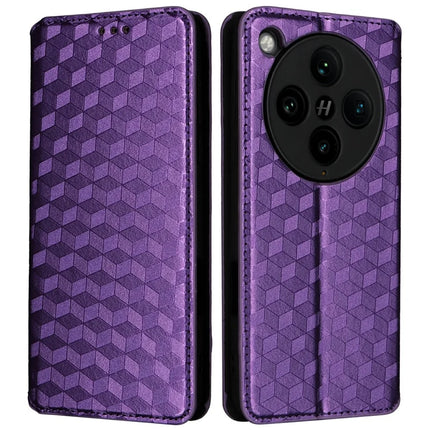 For Oppo Find X8 Pro 5G Wallet Case Rhombus Imprinted Leather Phone Cover - Purple