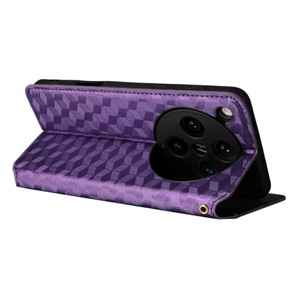 For Oppo Find X8 Pro 5G Wallet Case Rhombus Imprinted Leather Phone Cover